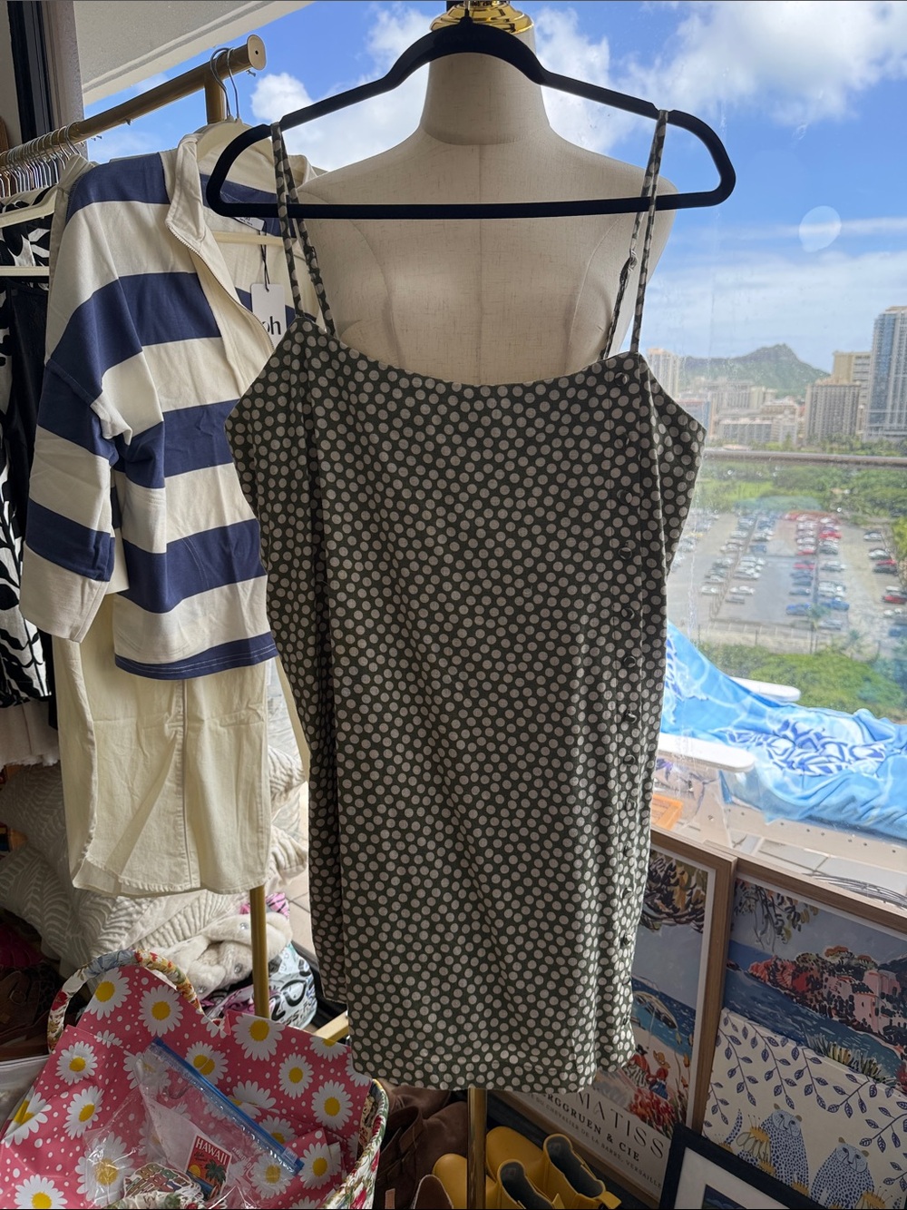 Abercrombie & Fitch Olive Green Polka Dot Skort